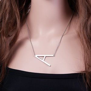 Silver Initial Pendant Necklace Letters A-Z